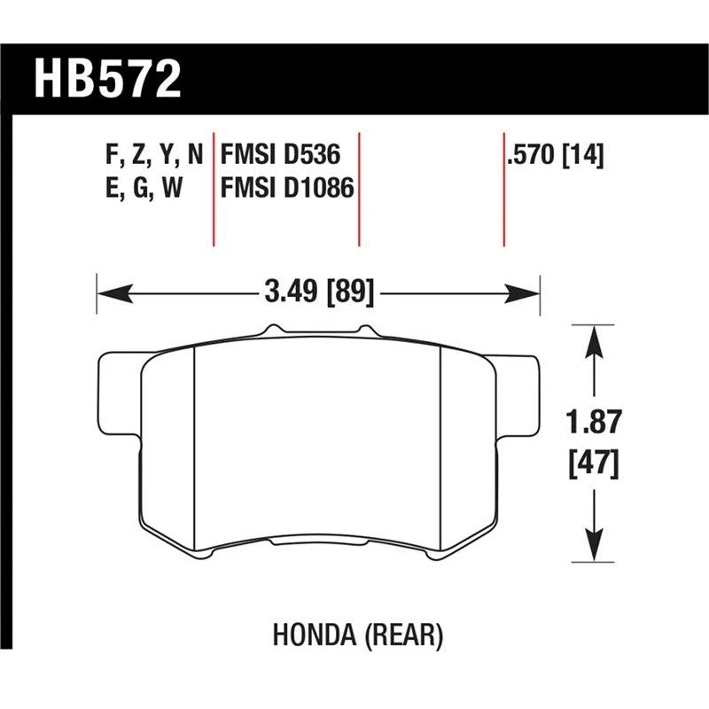 Hawk 2001-2003 Acura CL Type-S HPS 5.0 Rear Brake Pads