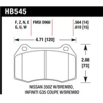 Hawk Performance HPS 5.0 Ferro-Carbon front disc brake pad set, part number HB545B.564.