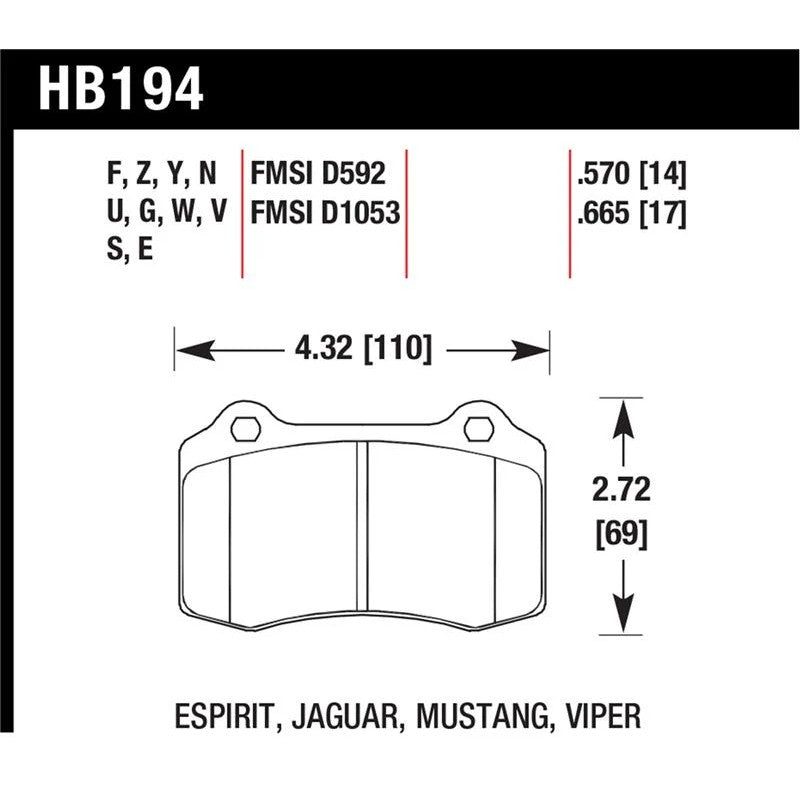 Hawk Performance HPS 5.0 high-performance street rear brake pads showing friction surface and backing plate.