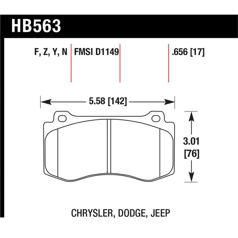 Hawk Performance HPS 5.0 front brake pad set for performance Chrysler 300 and Dodge Challenger models