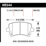 Hawk HPS 5.0 High Performance Street rear brake pads, part number HB544B.628.
