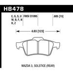 Hawk HPS 5.0 High Performance Street rear brake pads set, manufacturer part number HB478B.605