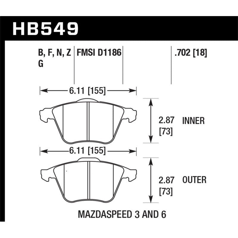 Hawk Performance HPS 5.0 front disc brake pads for performance street use