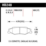 Hawk Performance HPS 5.0 Ferro-Carbon rear brake pads for Chevrolet Corvette and Cadillac XLR.