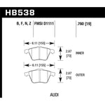 Hawk Performance HPS high performance street front brake pad set, part number HB538B.760.