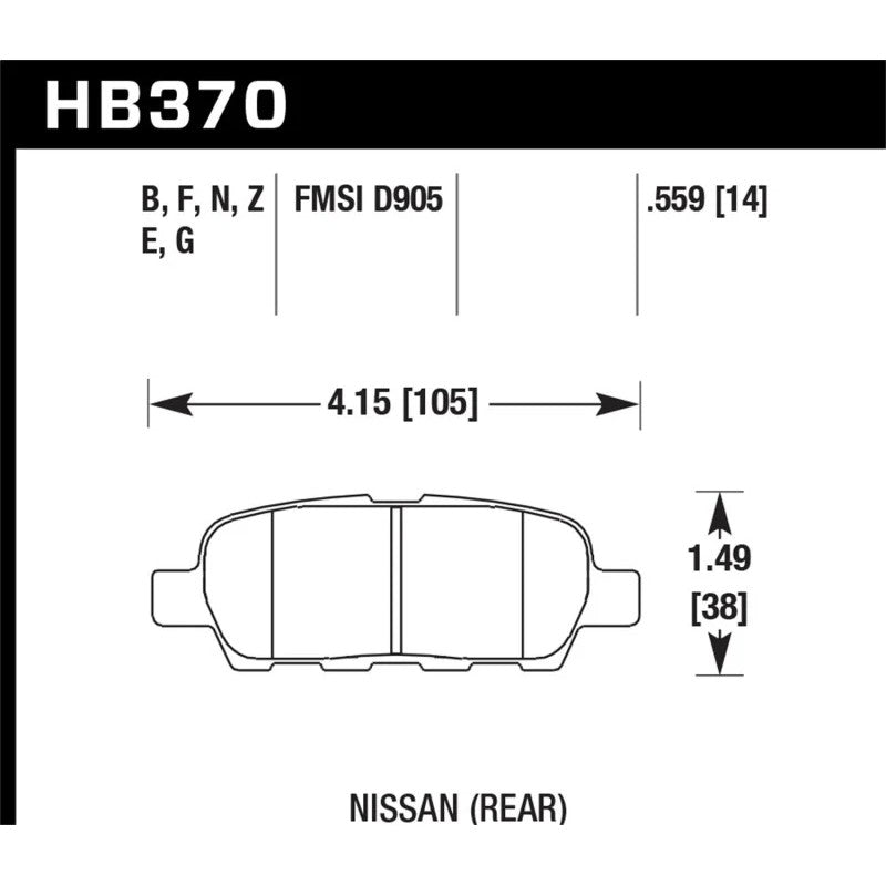 Hawk Performance HPS 5.0 Rear Disc Brake Pad Set HB370B.559