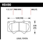 Hawk Performance HPS high performance street front brake pad set for Lexus and Toyota trucks and SUVs.