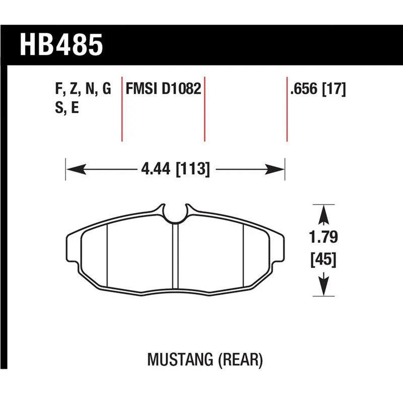 Hawk Performance High Performance Street 5.0 rear brake pad set for 2005-2014 Ford Mustang.