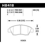 Hawk Performance HPS 5.0 High Performance Street front brake pad set HB418B.646 for Acura and Honda.