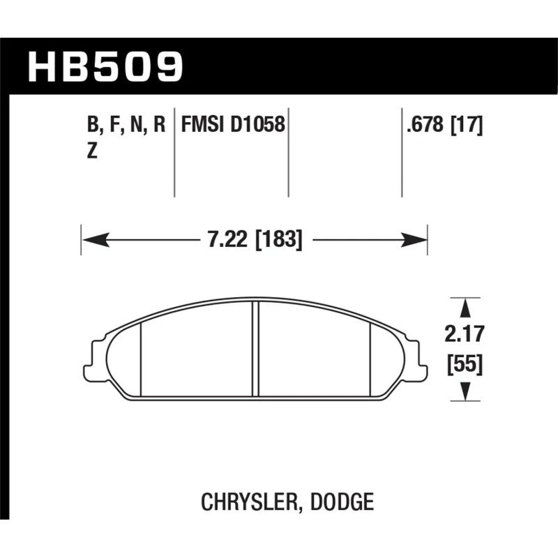 Hawk Performance HPS 5.0 high-friction front disc brake pad set, part number HB509B.678.