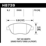 Hawk Performance HPS 5.0 front brake pads for 2012-2013 Fiat 500 Abarth, MPN HB739B.715.