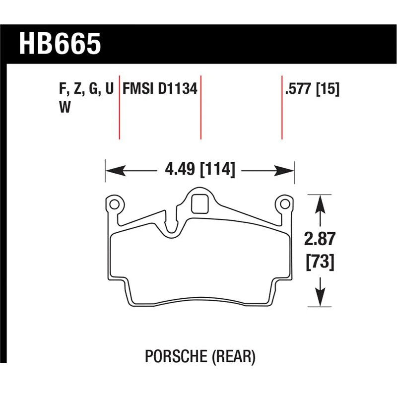 Hawk Performance Ceramic rear brake pad set for Porsche 911, Boxster, and Cayman models.