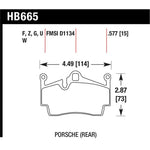 Hawk Performance Ceramic rear brake pad set for Porsche 911, Boxster, and Cayman models.