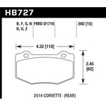 Hawk Performance HPS high performance street rear disc brake pads for Chevrolet Camaro SS and Corvette.