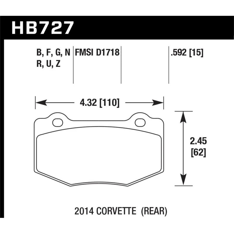 Hawk Performance HPS high performance street rear disc brake pads for Chevrolet Camaro SS and Corvette.