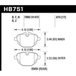Hawk Performance HPS 5.0 High Performance Street rear brake pads set for select BMW models.