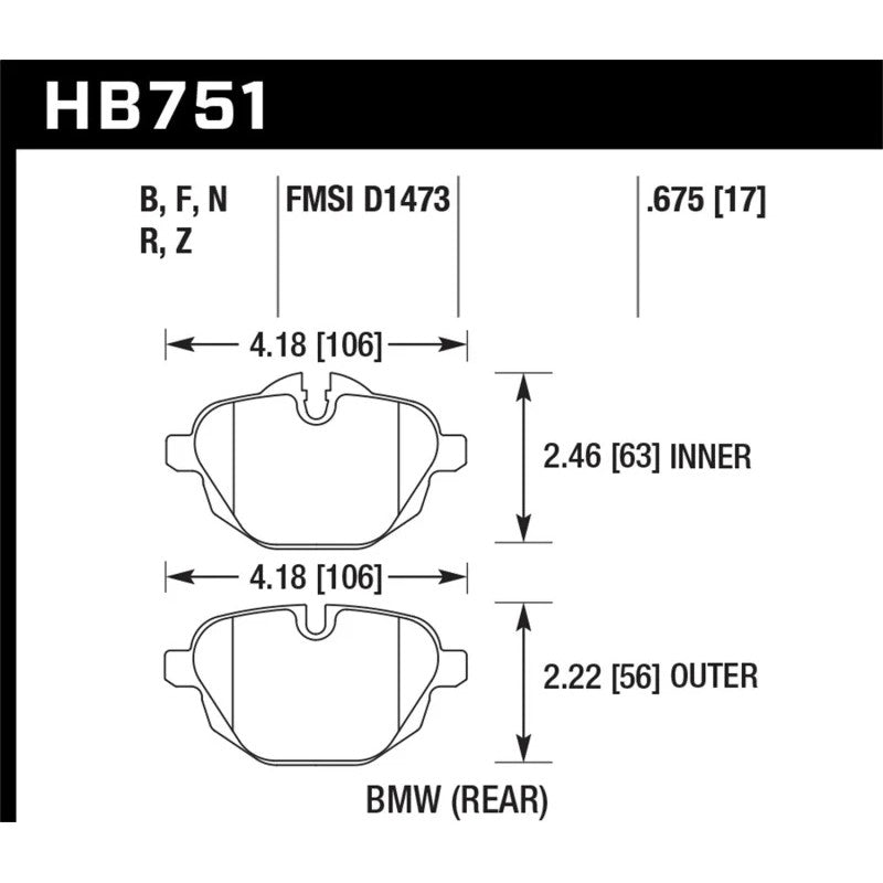 Hawk Performance HPS 5.0 High Performance Street rear brake pads set for select BMW models.