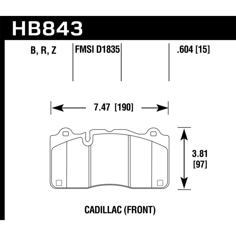 Hawk Performance DTC-60 series front race brake pads (HB843G.604) for 2016 Cadillac CTS.