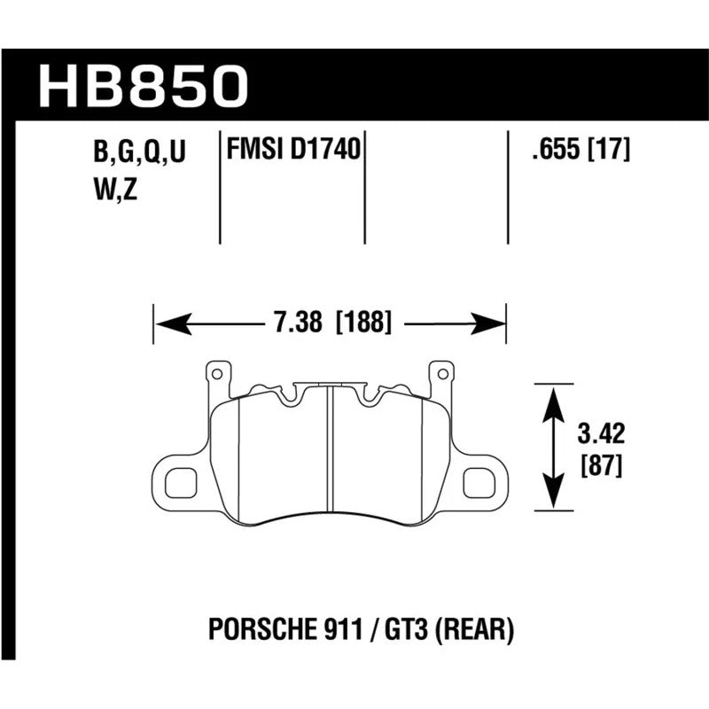 Hawk Performance HPS 5.0 compound brake pads, manufacturer part number HB850B.655.