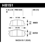Hawk Performance Blue 9012 series rear race brake pads for 1981-1985 Mazda RX-7.