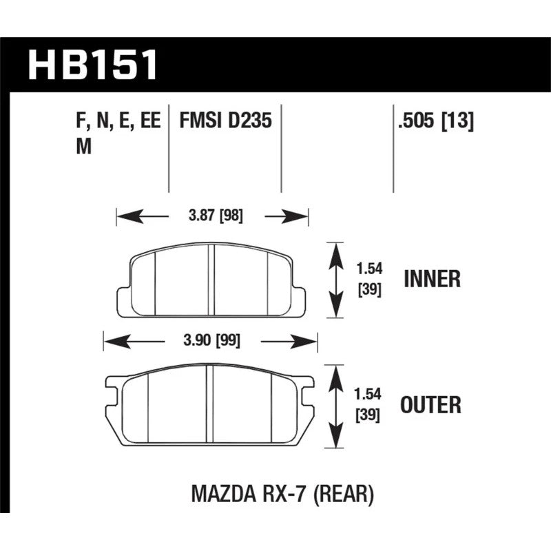 Hawk Performance Blue 9012 series rear race brake pads for 1981-1985 Mazda RX-7.