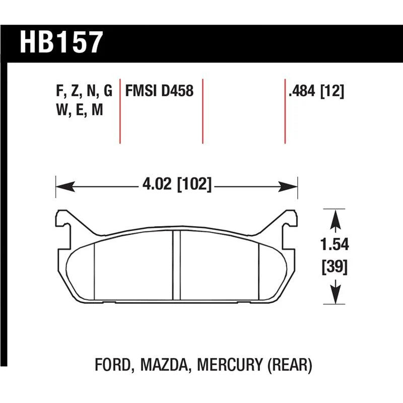 Hawk Performance HPS Street rear brake pads set for 1990-1996 Mazda and Ford vehicles.