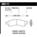 Hawk Performance HPS high performance street front brake pad set HB111F.610 for 1988-2004 domestic performance vehicles.