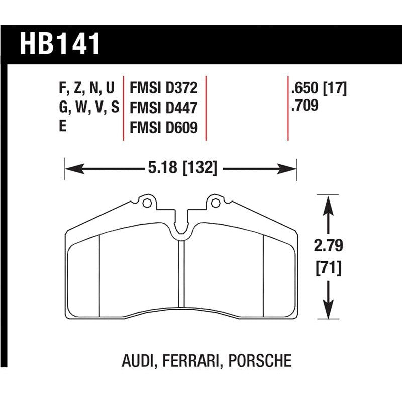 Hawk Performance HPS High Performance Street rear brake pads set, part number HB141F.650.
