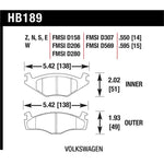 Hawk Performance Blue 9012 racing compound brake pads for Volkswagen Golf, Jetta, and Rabbit models.