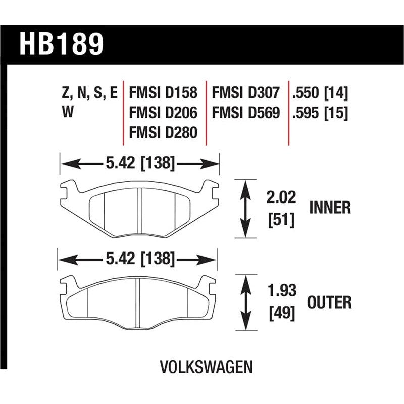 Hawk Performance Blue 9012 racing compound brake pads for Volkswagen Golf, Jetta, and Rabbit models.