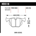 Hawk Performance Blue 9012 Race rear brake pads, part number HB518E.642.