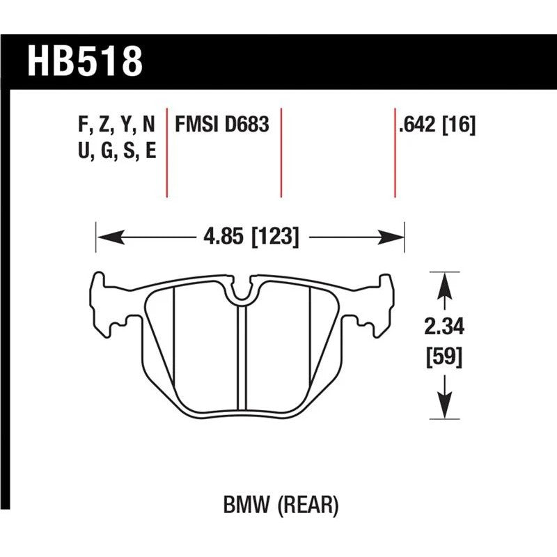 Hawk Performance Blue 9012 Race rear brake pads, part number HB518E.642.