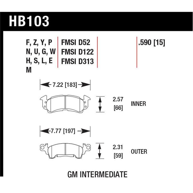 Hawk Performance HP+ High Performance Street disc brake pads, part number HB103N.590.