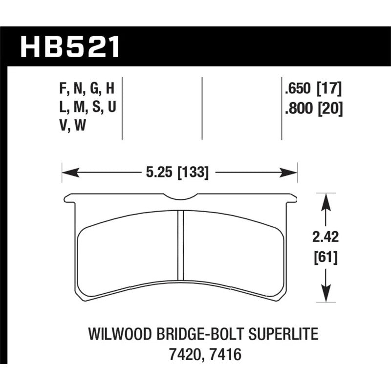 Hawk Performance HP+ high-friction street brake pads, part number HB521N.800.