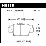 Hawk Performance HP+ ferro-carbon brake pads for Acura NSX with HB185N.590 part number stamp