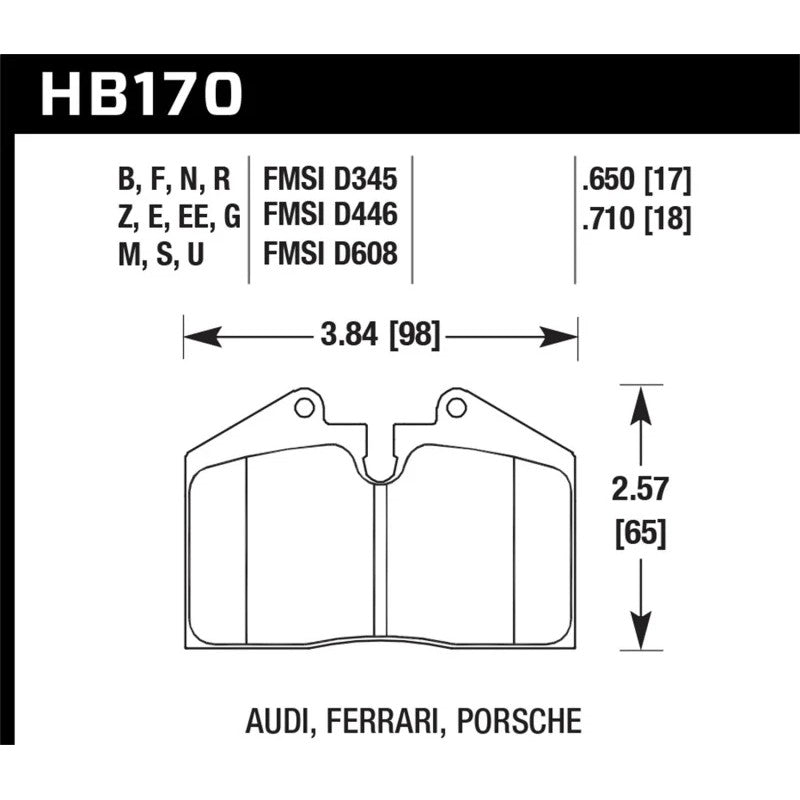 Hawk Performance HPS High Performance Street brake pads with ferro-carbon compound, part number HB170F.650.