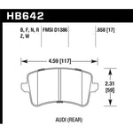 Hawk Performance Ceramic rear brake pad set for 2008-2017 Audi A4, A5, S4, S5, and Q5 models.