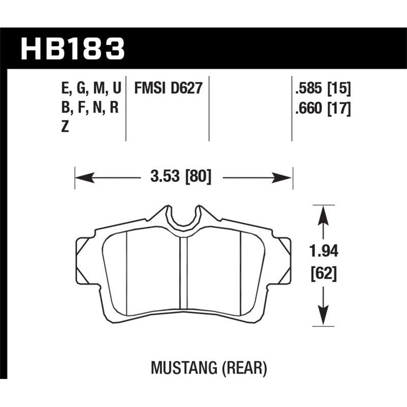 Hawk Performance Ceramic street brake pads HB183Z.585 for 1994-2004 Ford Mustang