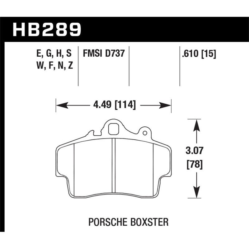 Hawk Performance Ceramic street brake pads with low-dust friction compound for 1997-2008 Porsche Boxster and Cayman.