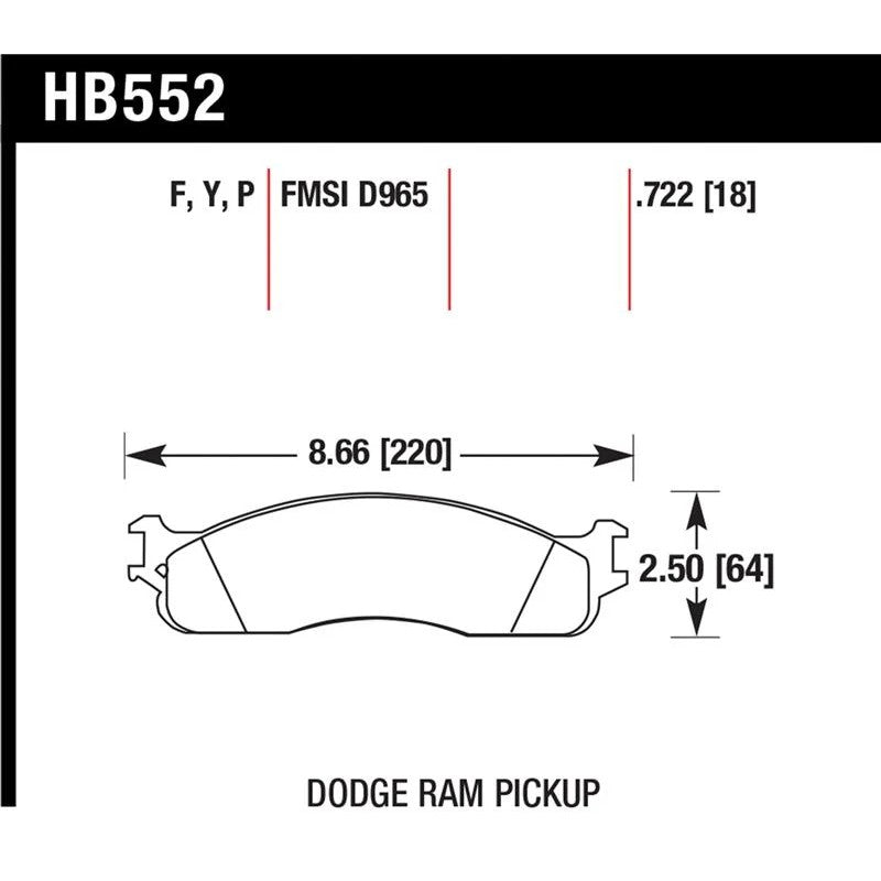 Hawk Performance Super Duty ferro-carbon front brake pad set for 2003-2008 Dodge Ram 1500, 2500, and 3500.