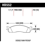 Hawk Performance Super Duty ferro-carbon front brake pad set for 2003-2008 Dodge Ram 1500, 2500, and 3500.