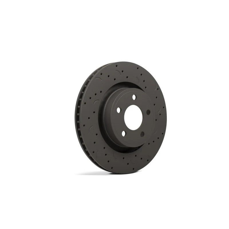 Hawk Talon rear brake rotor set featuring cross-drilled holes, milled slots, and silver corrosion-resistant Magni coating.