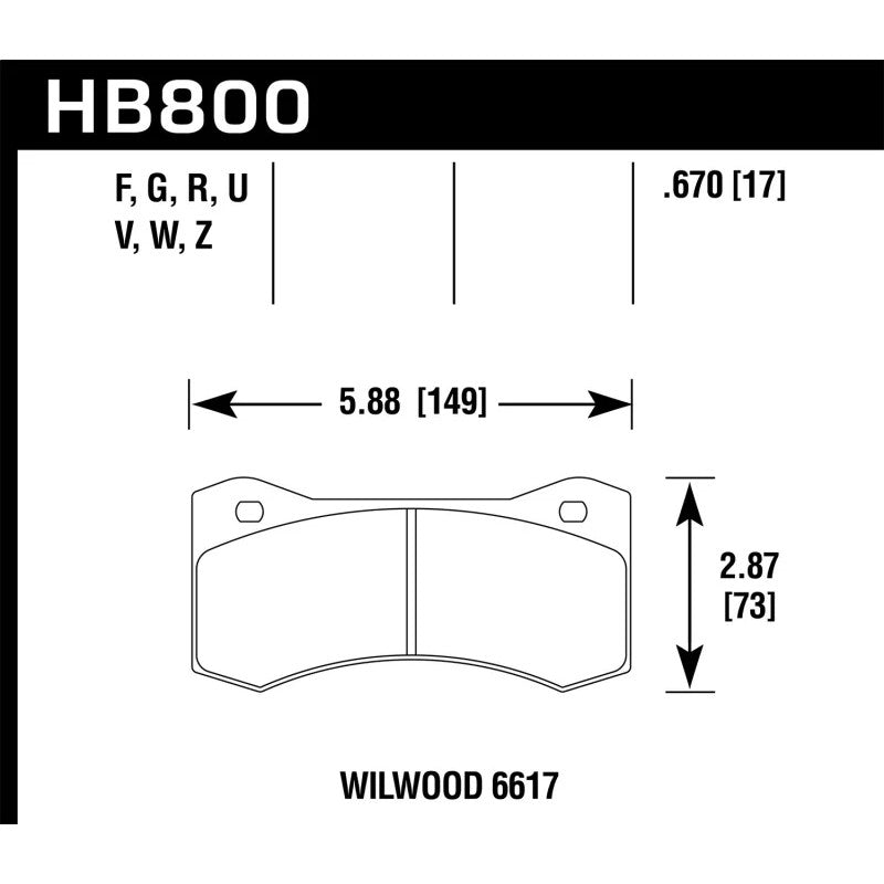 Hawk Performance DTC-60 race brake pads for Wilwood 6617 calipers