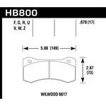 Hawk Performance Ceramic brake pad set for Wilwood 6617 series 17mm calipers.