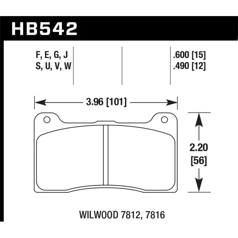 Hawk Performance HP+ brake pads for Wilwood 7816 calipers featuring ferro-carbon friction material.