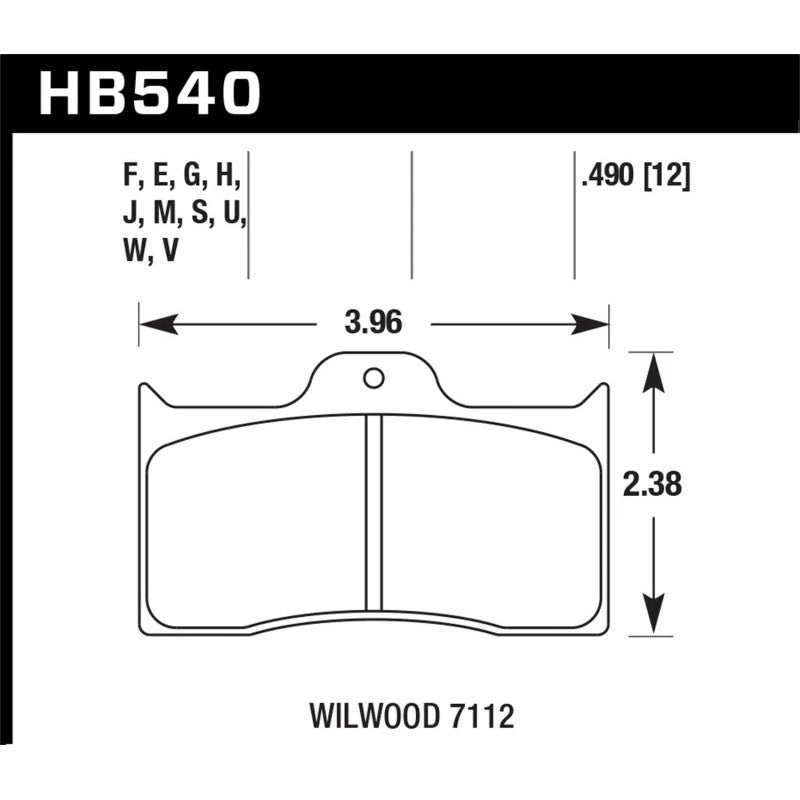 Hawk Performance HPS 5.0 high performance street brake pads for Wilwood calipers, part number HB540B.490.