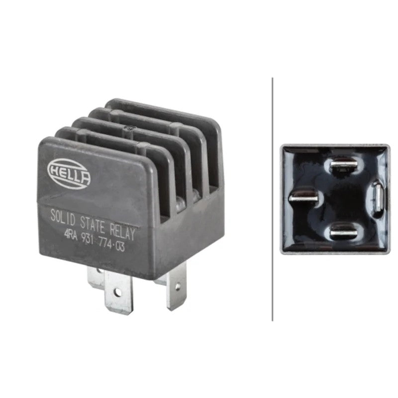 Hella 12V 20/20 Amp automotive main current relay with standardized pin connectors.
