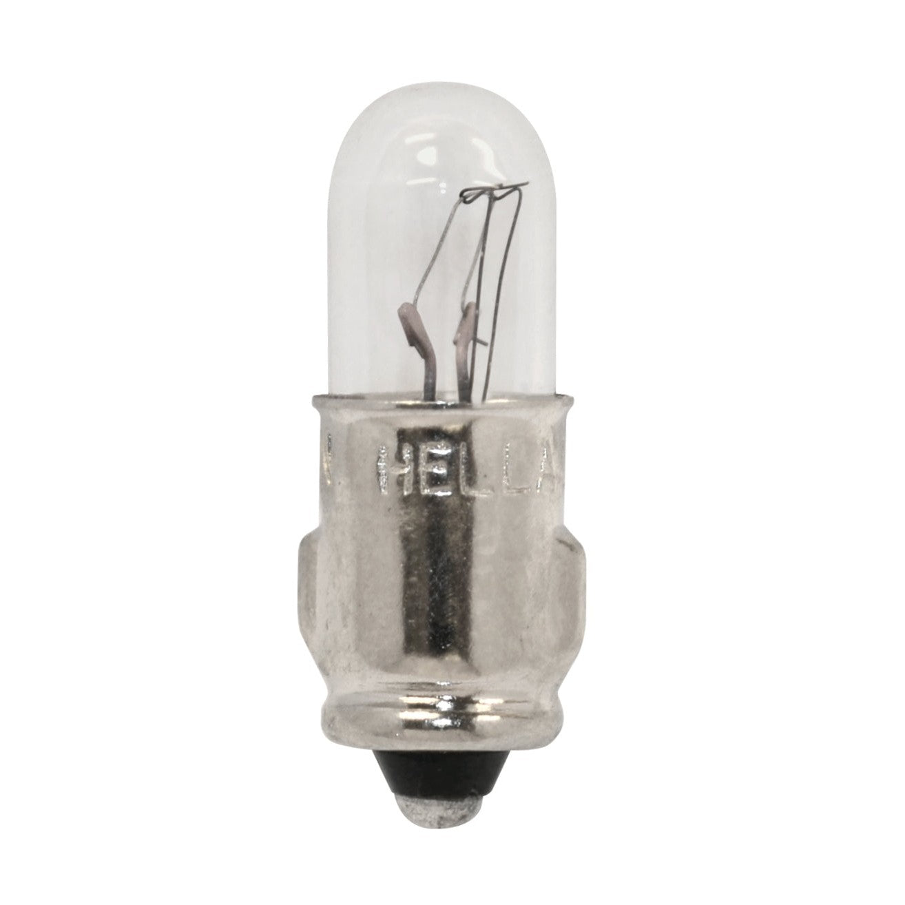 Hella 3898 miniature halogen bulb with a BA7s metal bayonet base and clear T2 glass envelope.