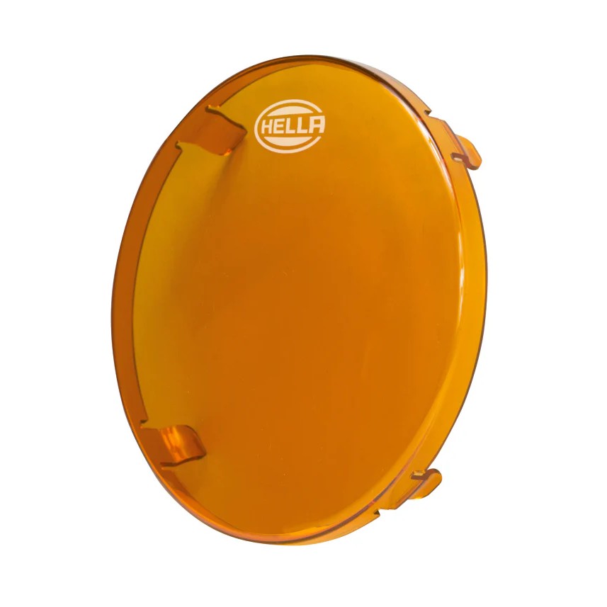 Round 6-inch amber protective lens cover for Hella 500 LED series driving lamps
