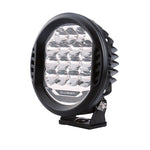 Round Hella 500 LED driving lamp with black housing and clear lens
